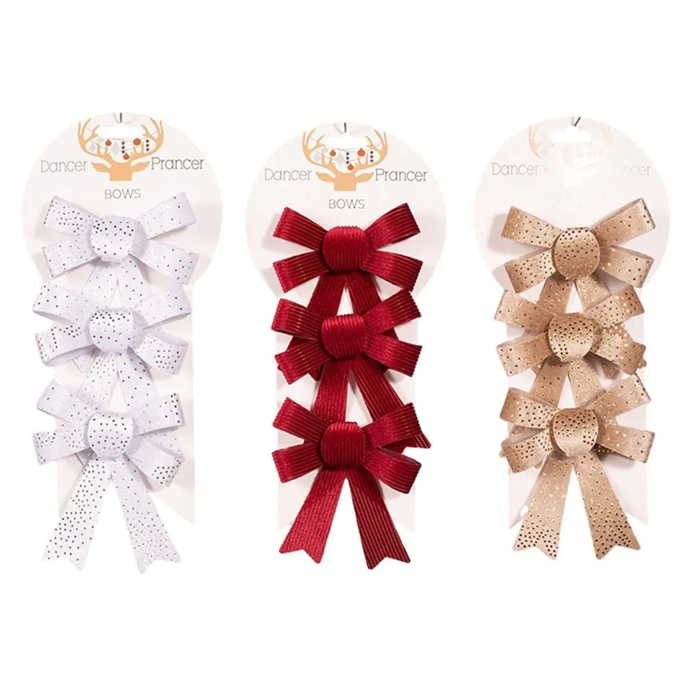 3pk Christmas Gift Bow 11cm