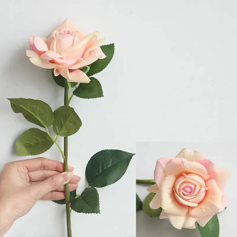 5pcs/lot 12cm Decor Rose Artificial Flowers Silk Flowers Floral Latex Real Touch Rose Wedding Bouquet Home Party Design Flowers