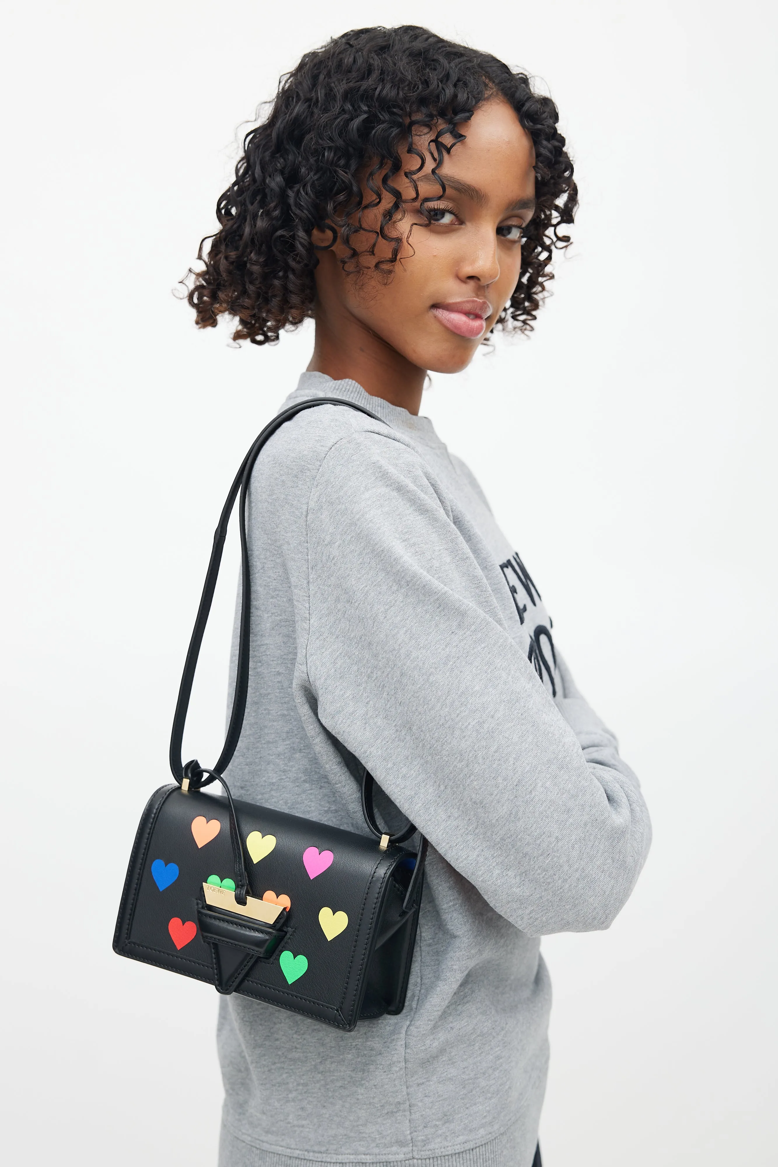 Black & Multi Small Barcelona Heart Crossbody Bag
