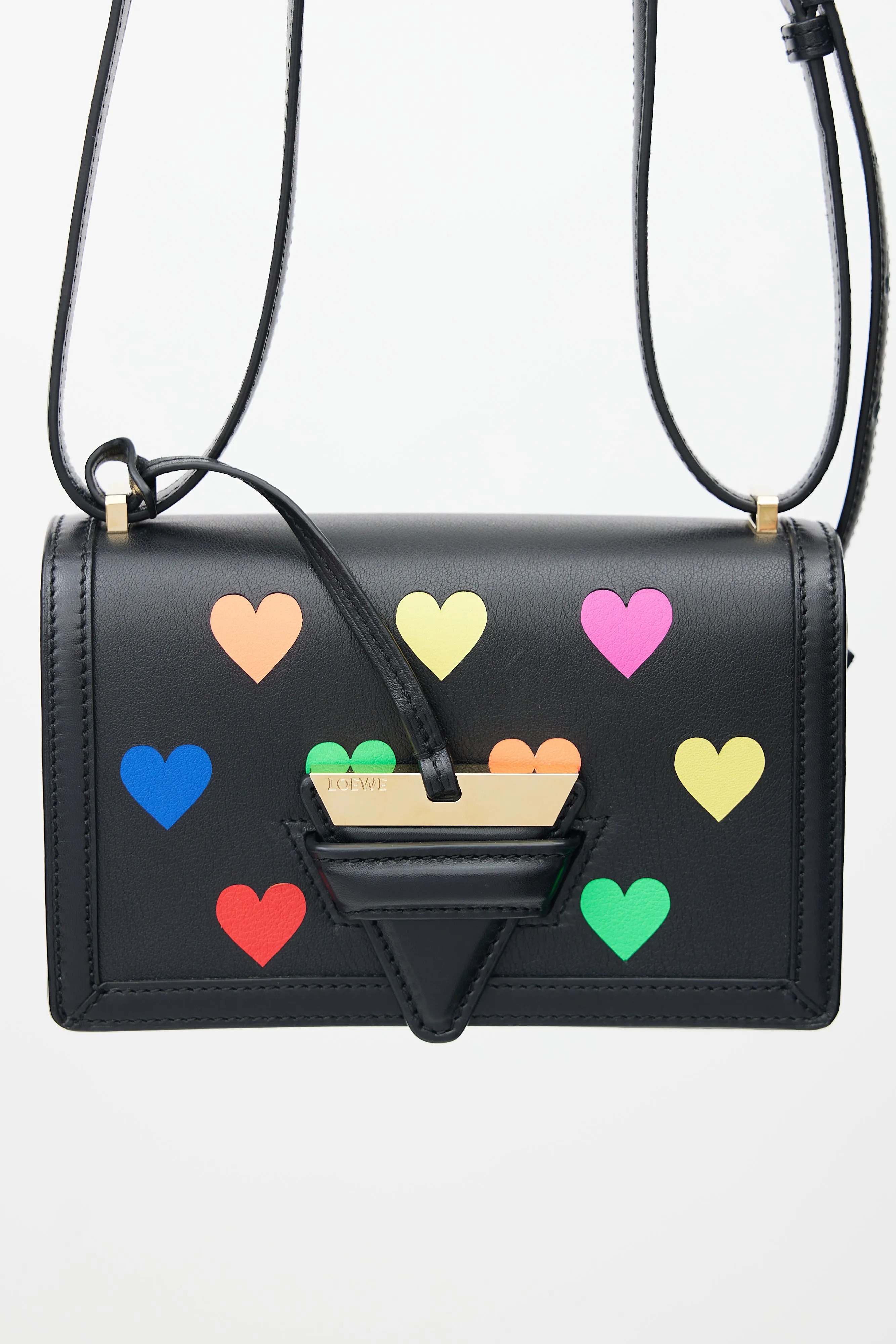 Black & Multi Small Barcelona Heart Crossbody Bag