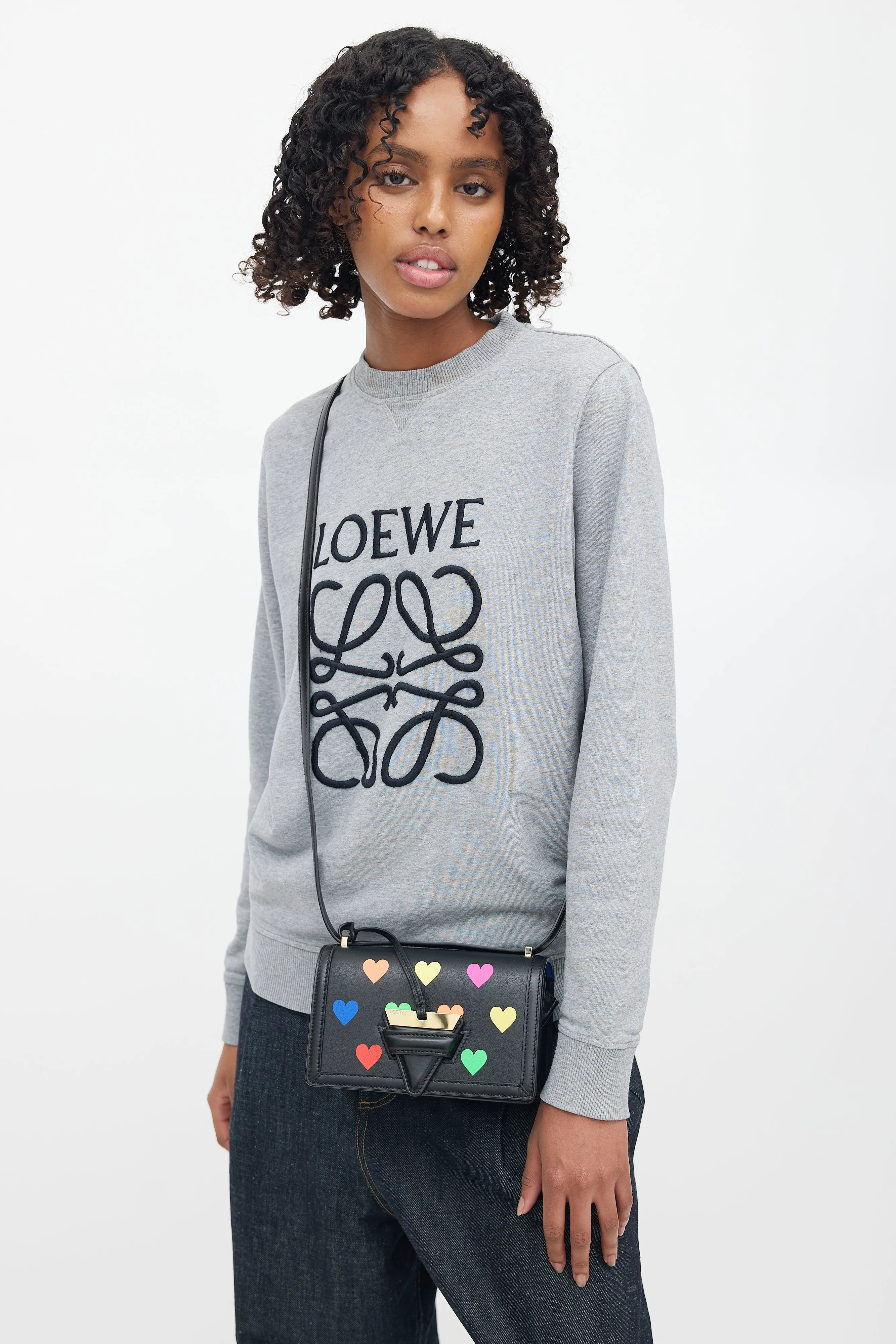 Black & Multi Small Barcelona Heart Crossbody Bag