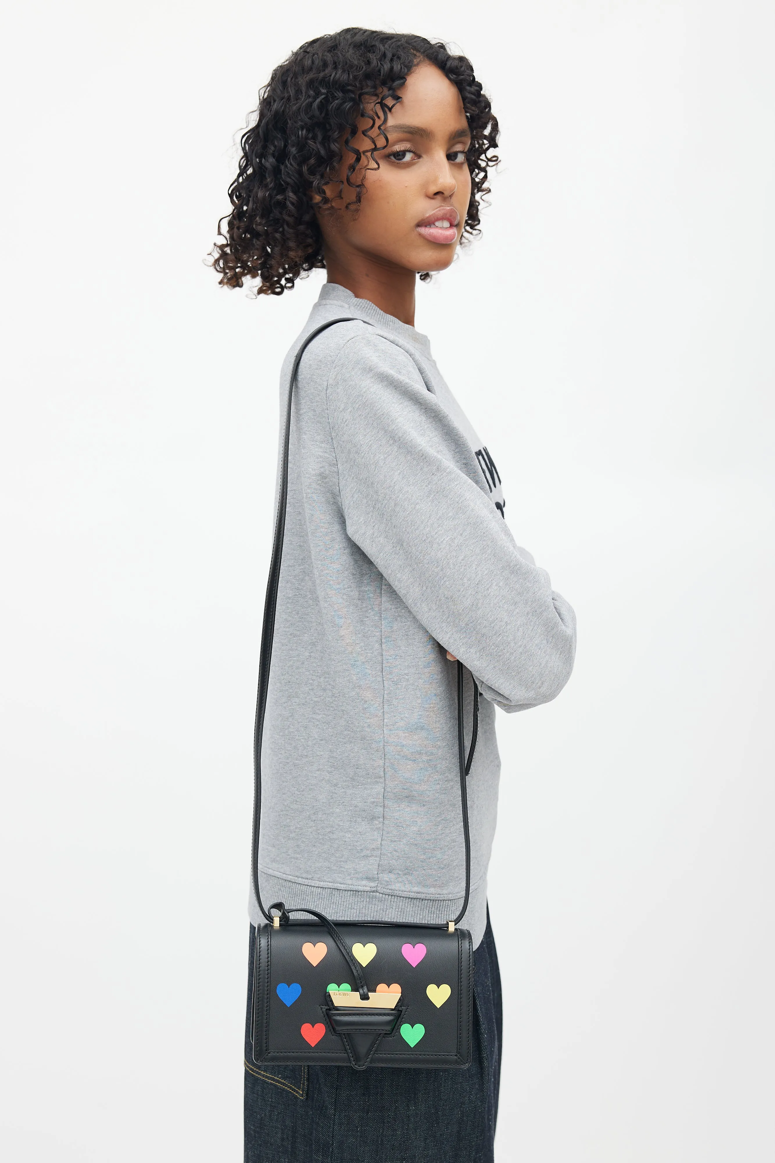 Black & Multi Small Barcelona Heart Crossbody Bag