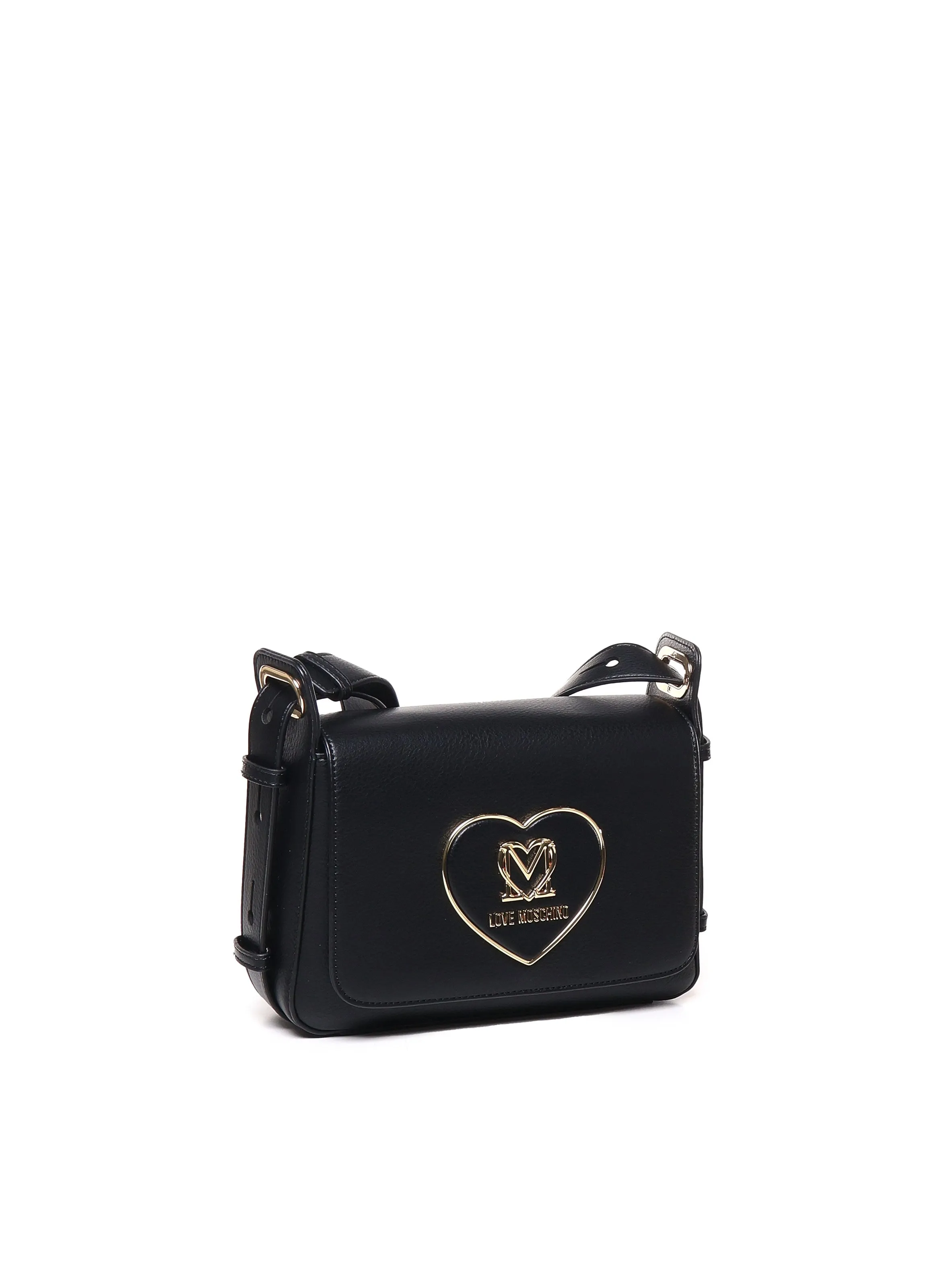 Black Leather Shoulder Bag with Strap