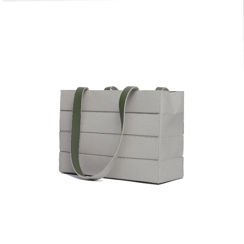 Block Medium Foldable Tote Bag - Gray