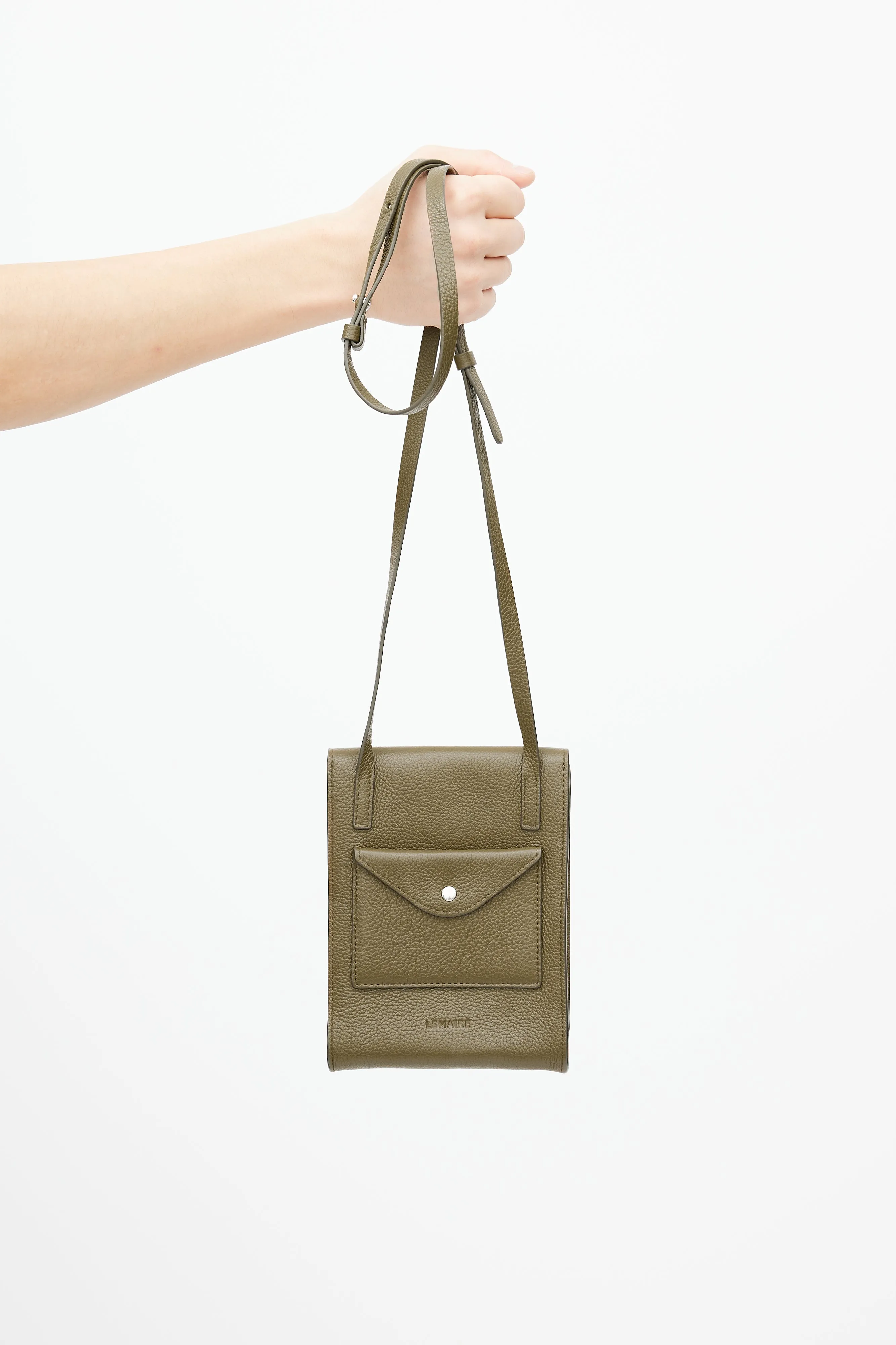 Brown Enveloppe With Strap Leather Pouch