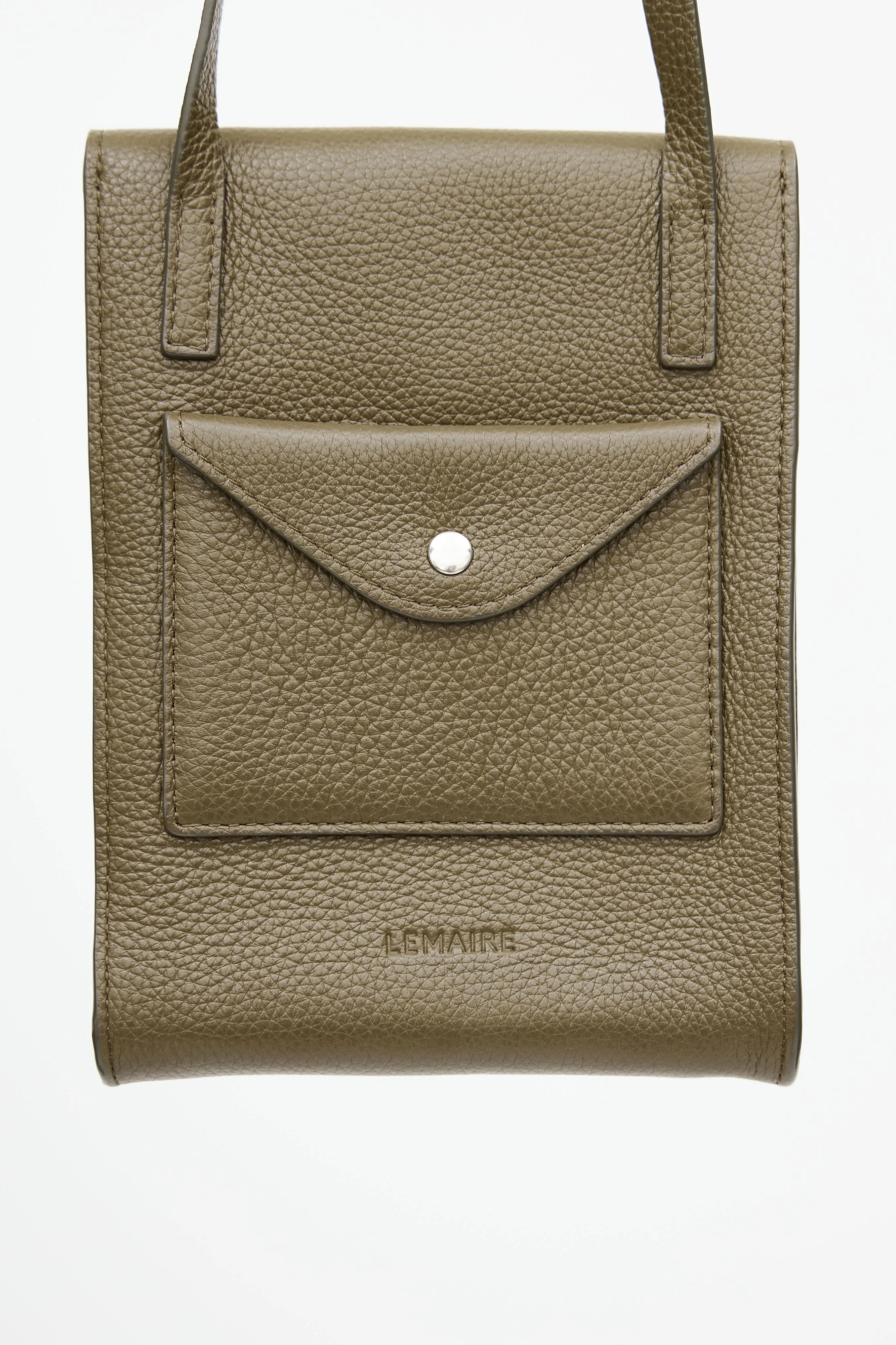Brown Enveloppe With Strap Leather Pouch