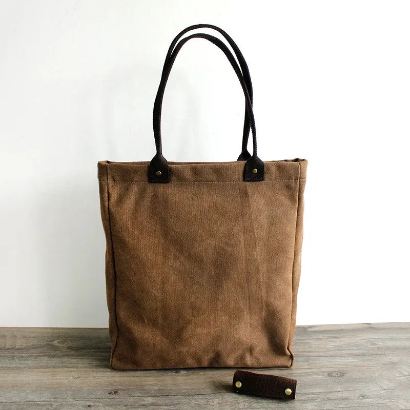 Canvas Leather Tote Bag Handcrafted Canvas Shoulder Bags Canvas And Full Grain Leather Shopper Bag 14051
