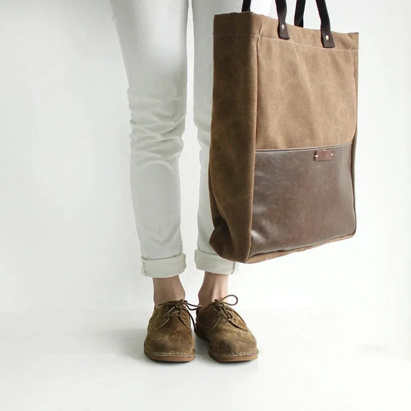 Canvas Leather Tote Bag Handcrafted Canvas Shoulder Bags Canvas And Full Grain Leather Shopper Bag 14051