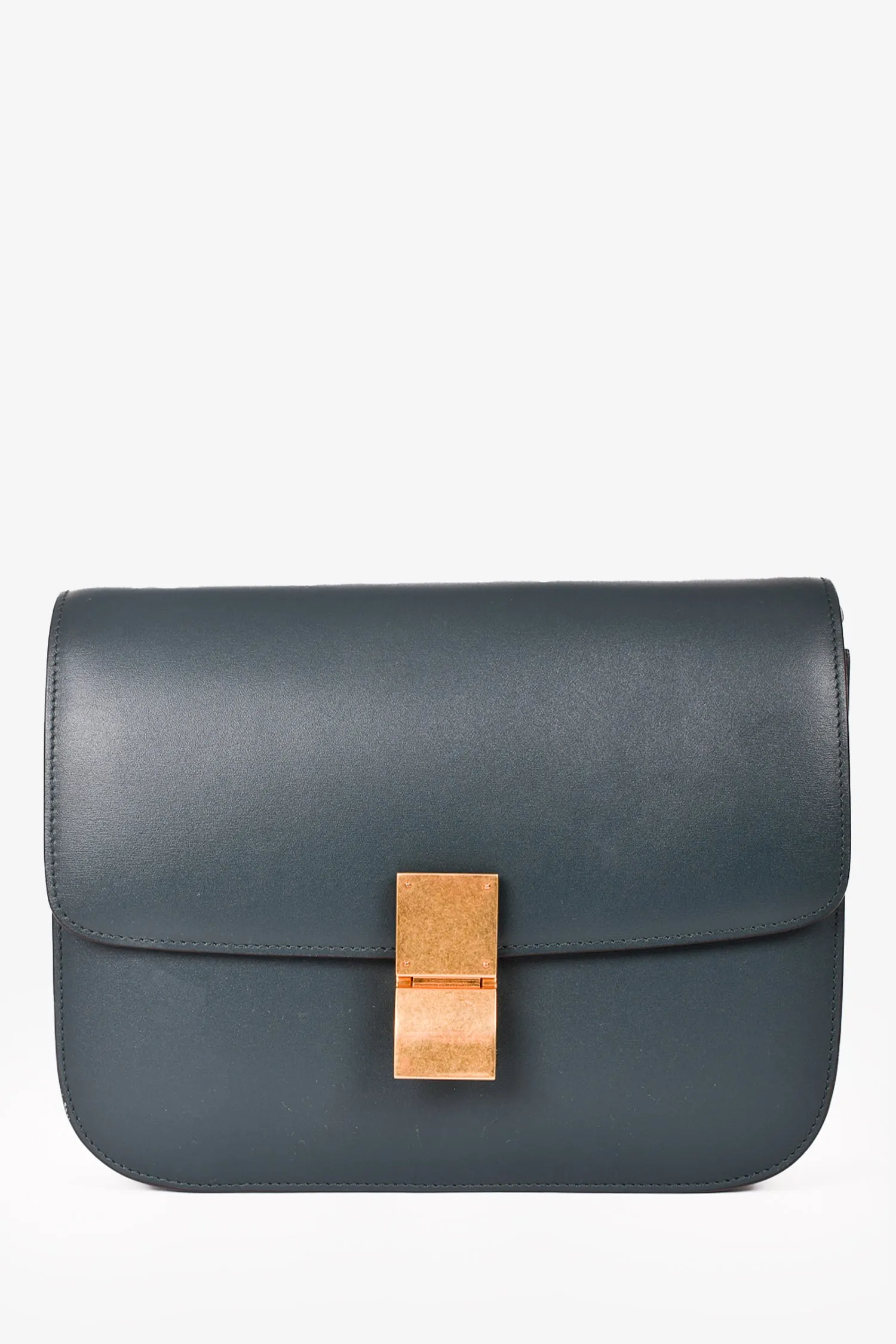 Celine 2018 Green Leather Medium Classic Box Crossbody Bag
