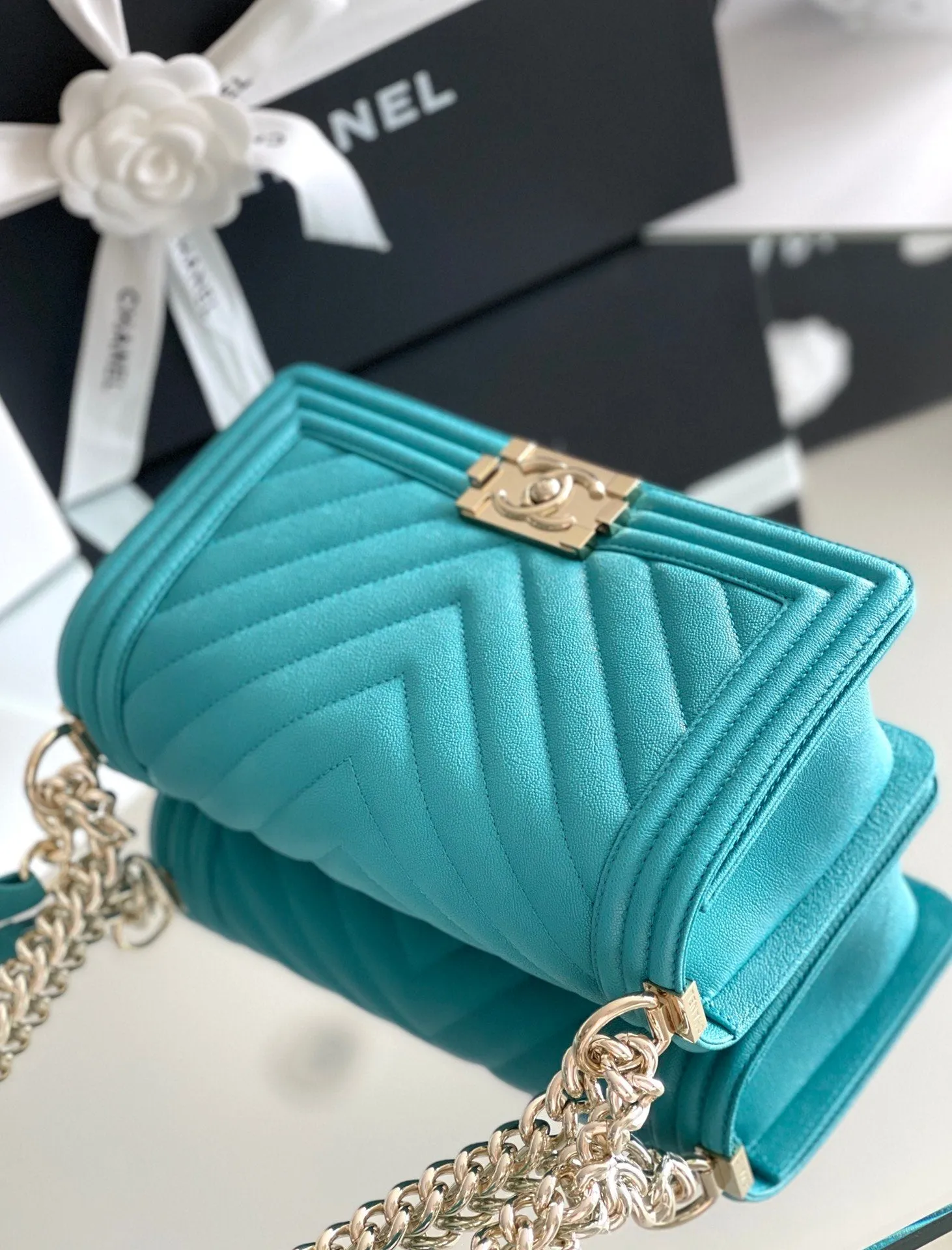 CHLMedium Boy Handbag Blue For Women 9.8in/25cm A67086