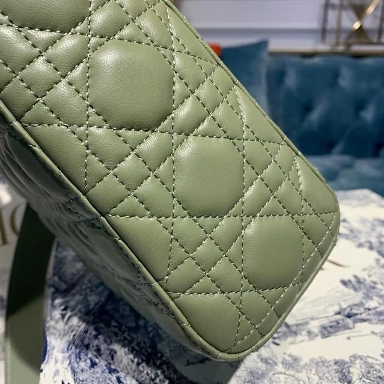 DI Small Lady Bag Ultramatte Cannage Olive Green For Women 8in/20cm CD