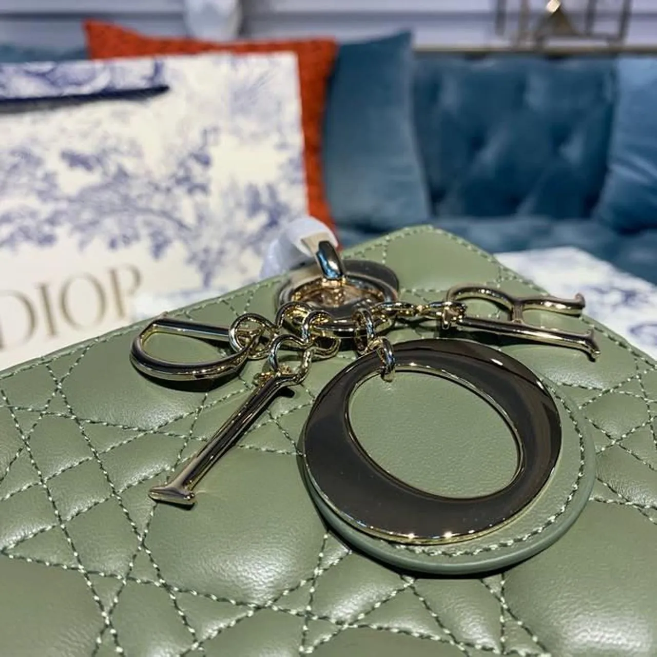 DI Small Lady Bag Ultramatte Cannage Olive Green For Women 8in/20cm CD
