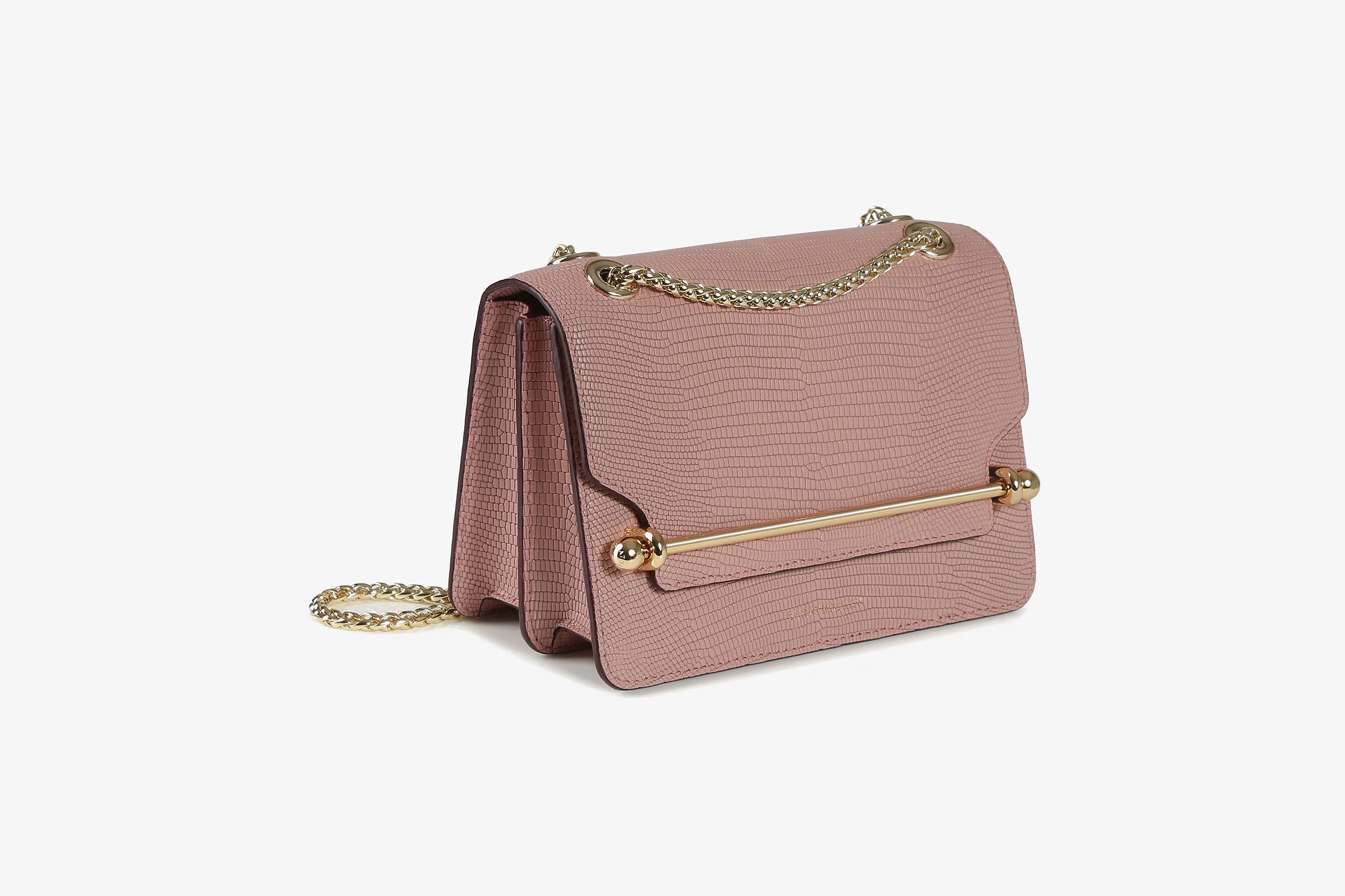 East/West Mini - Lizard-Embossed Leather Blush Rose