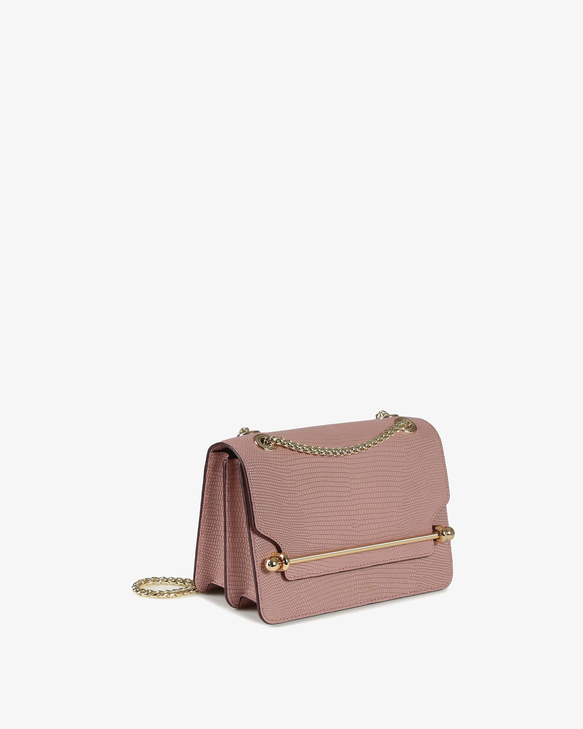 East/West Mini - Lizard-Embossed Leather Blush Rose