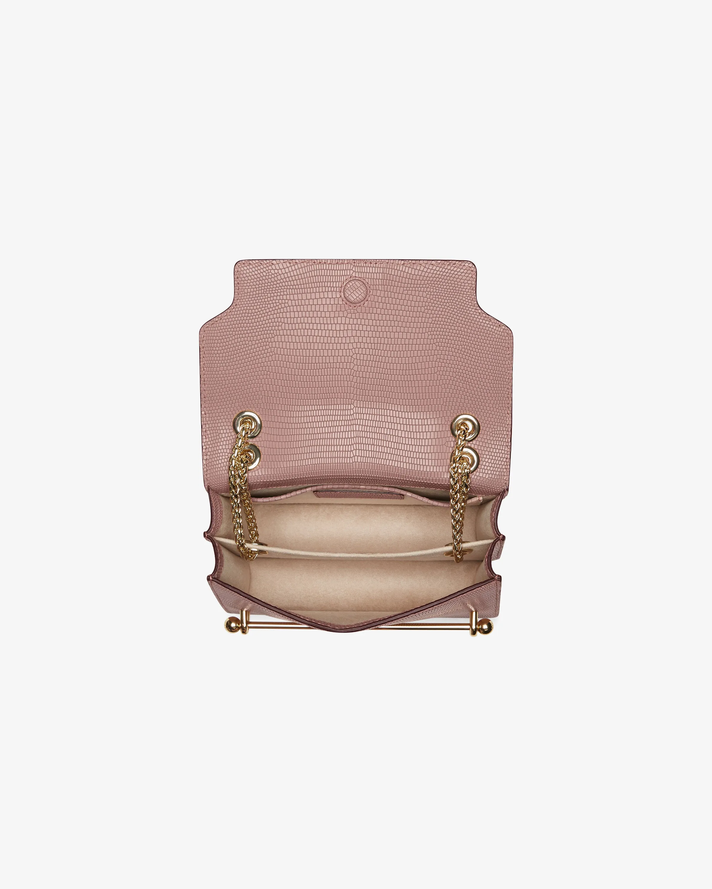 East/West Mini - Lizard-Embossed Leather Blush Rose