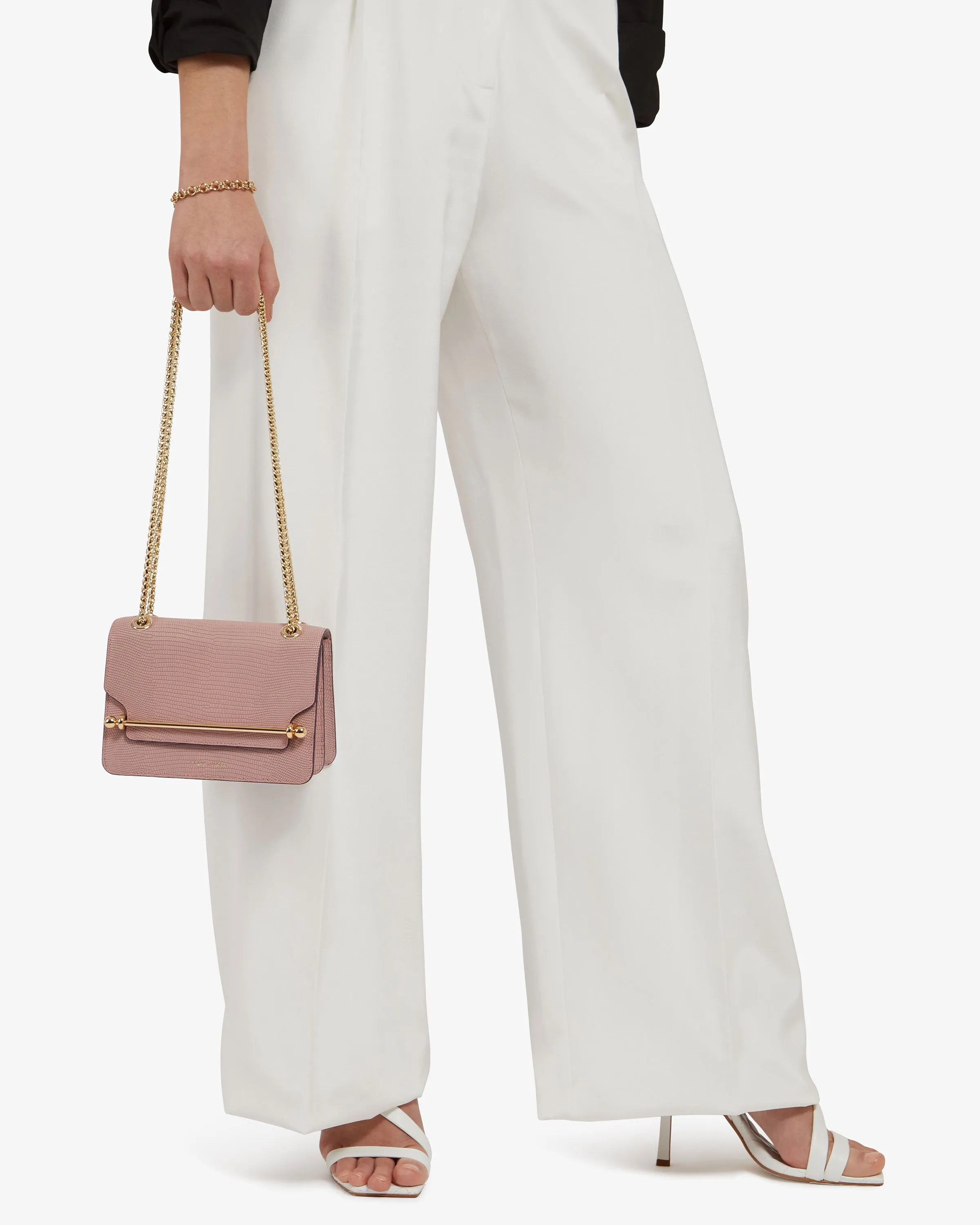 East/West Mini - Lizard-Embossed Leather Blush Rose
