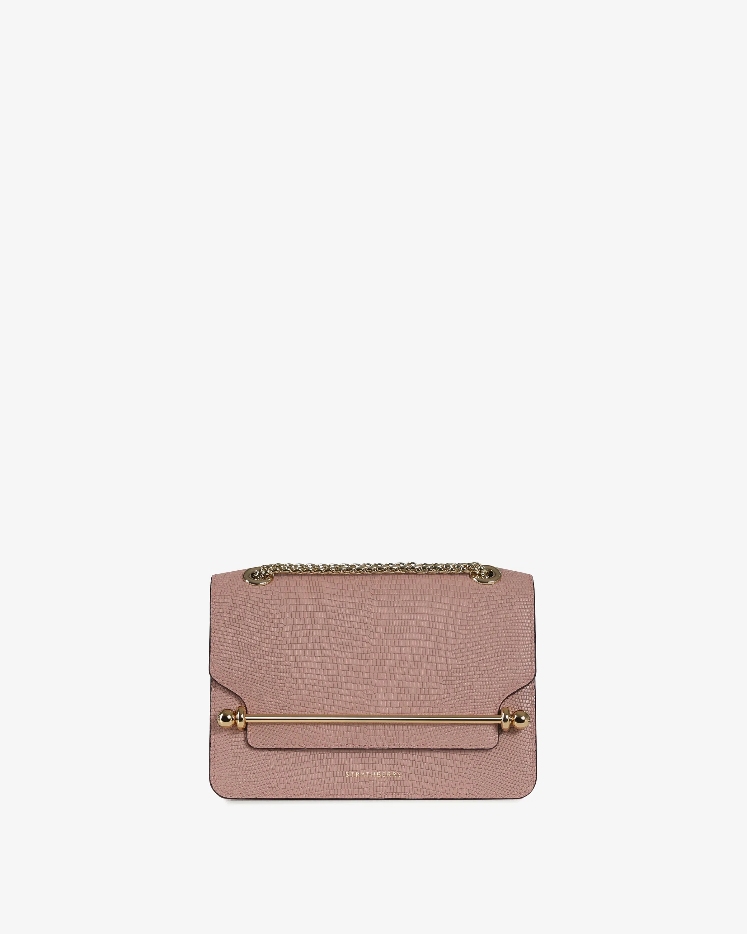 East/West Mini - Lizard-Embossed Leather Blush Rose