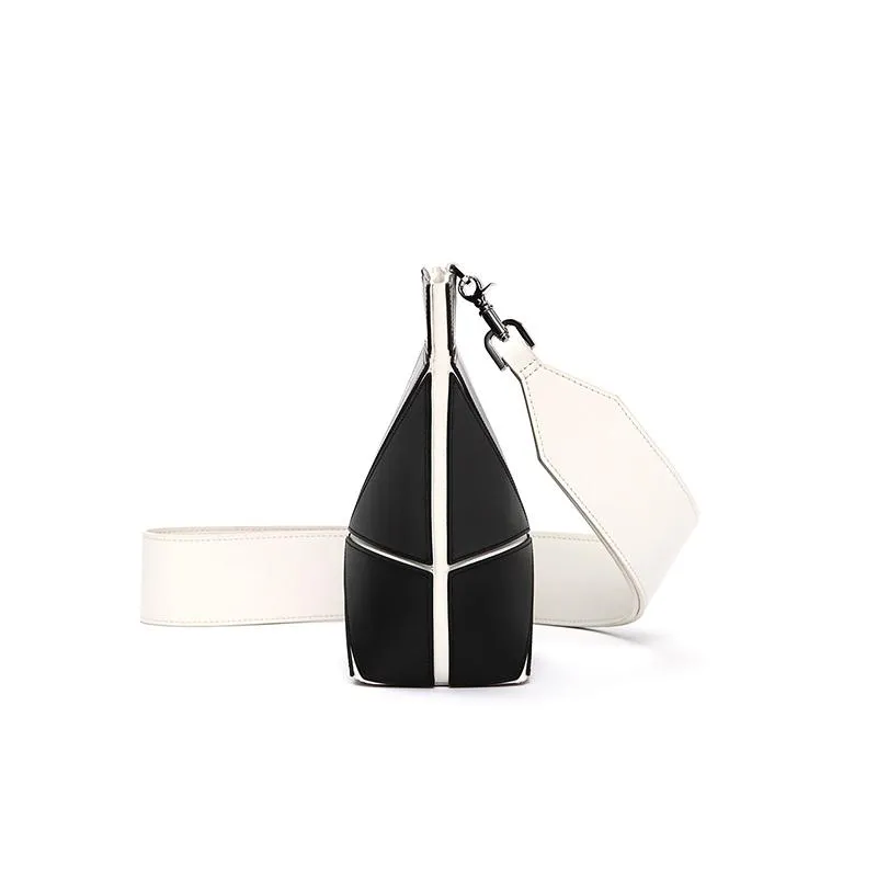 Facet Mini Foldable Shoulder Bag - Black / White