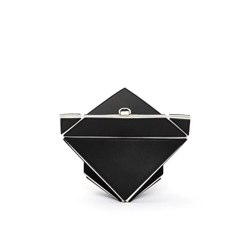 Facet Mini Foldable Shoulder Bag - Black / White