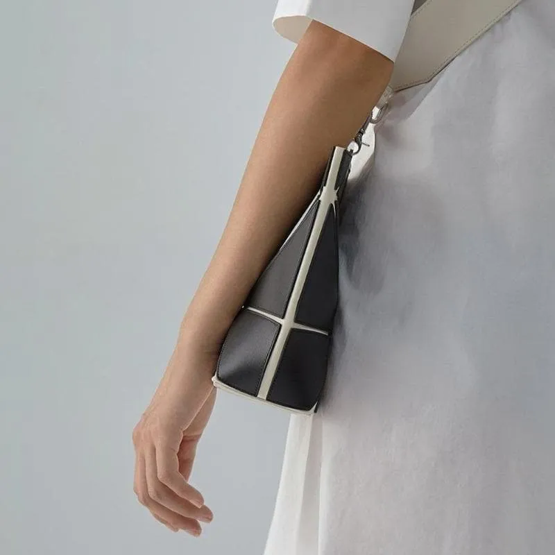 Facet Mini Foldable Shoulder Bag - Black / White