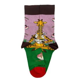 Giraffe Yogi Eating Ramen Socks from the Sock Panda (Adult Medium - Women's Shoe Sizes 5-10)