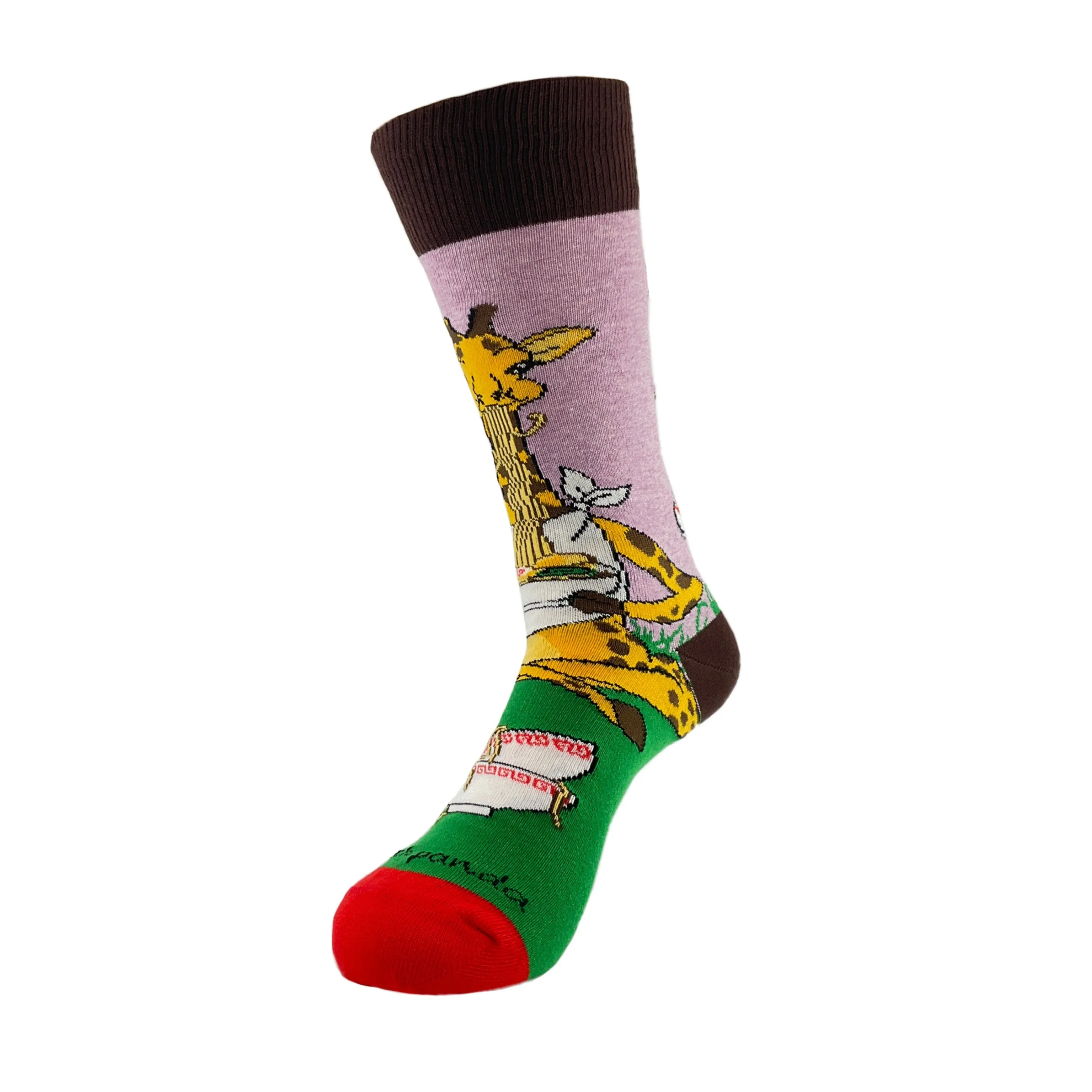 Giraffe Yogi Eating Ramen Socks from the Sock Panda (Adult Medium - Women's Shoe Sizes 5-10)