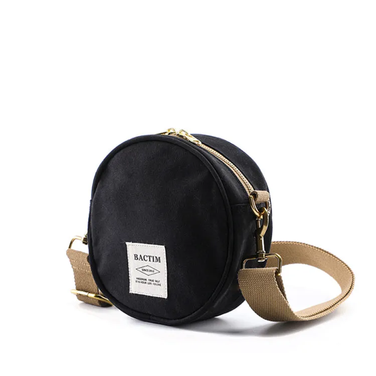 Ladies Camouflage Canvas Bag With Zipper Round Canvas Crossbody Bag
