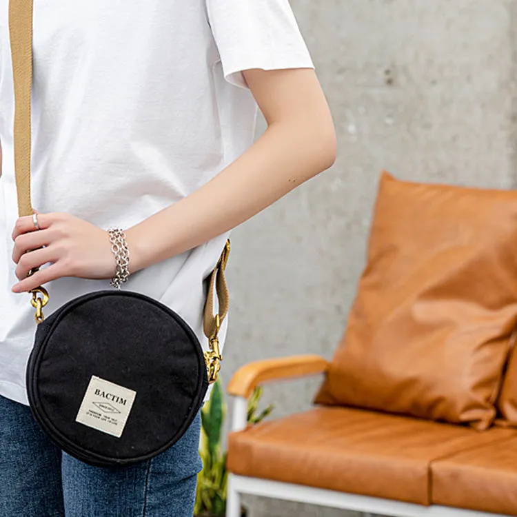 Ladies Camouflage Canvas Bag With Zipper Round Canvas Crossbody Bag