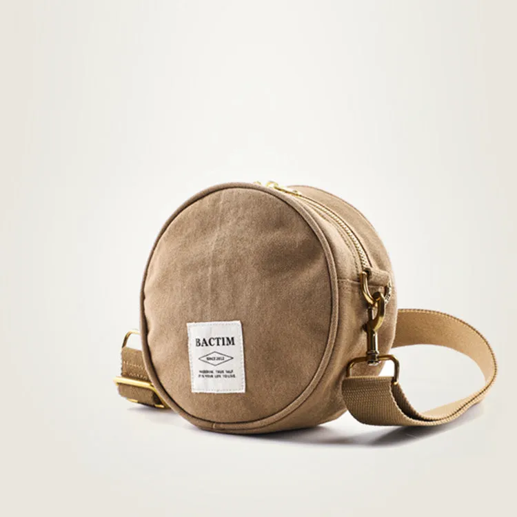 Ladies Camouflage Canvas Bag With Zipper Round Canvas Crossbody Bag