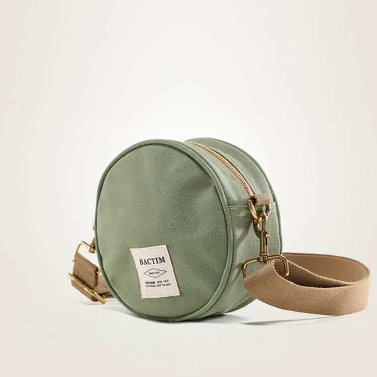 Ladies Camouflage Canvas Bag With Zipper Round Canvas Crossbody Bag