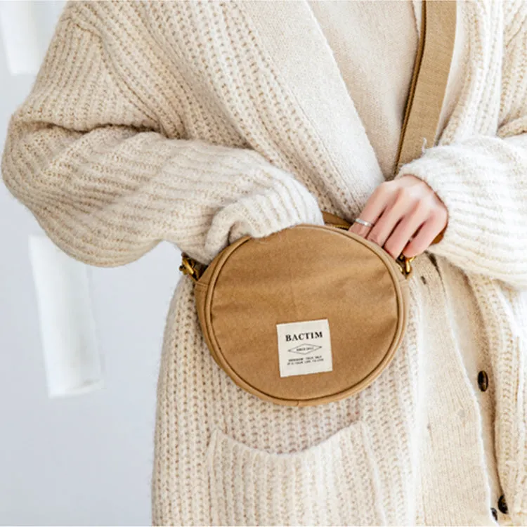 Ladies Camouflage Canvas Bag With Zipper Round Canvas Crossbody Bag