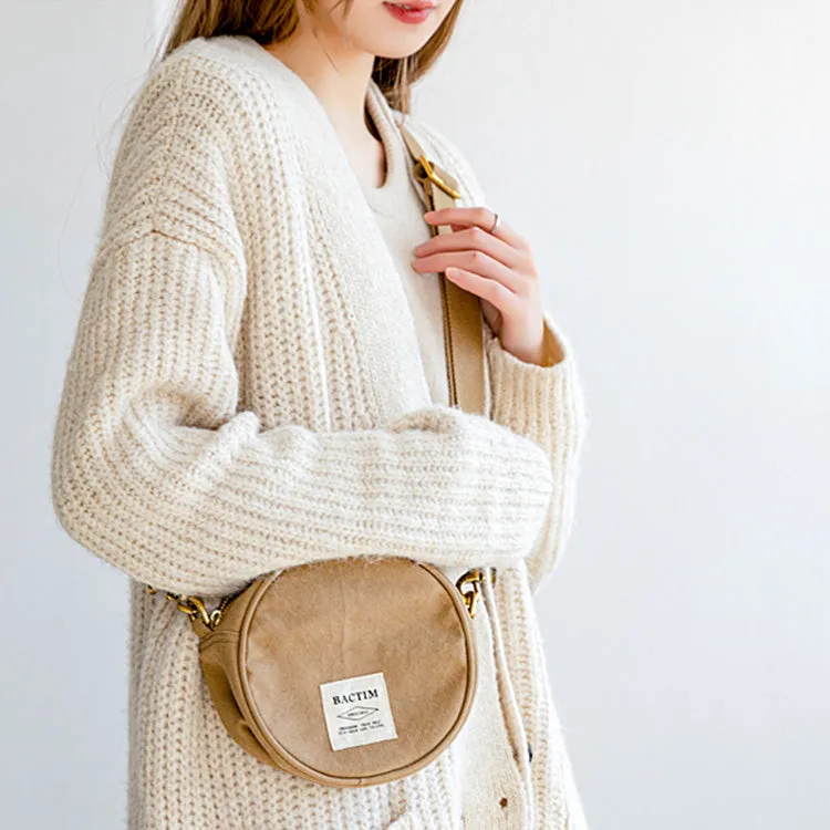 Ladies Camouflage Canvas Bag With Zipper Round Canvas Crossbody Bag