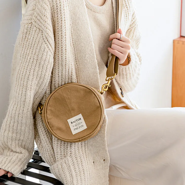 Ladies Camouflage Canvas Bag With Zipper Round Canvas Crossbody Bag