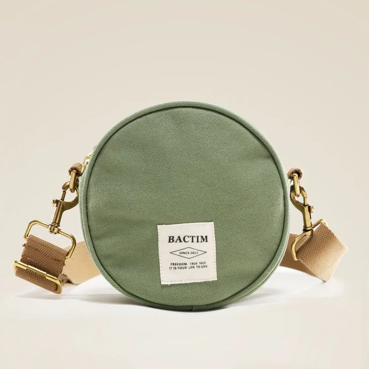 Ladies Camouflage Canvas Bag With Zipper Round Canvas Crossbody Bag