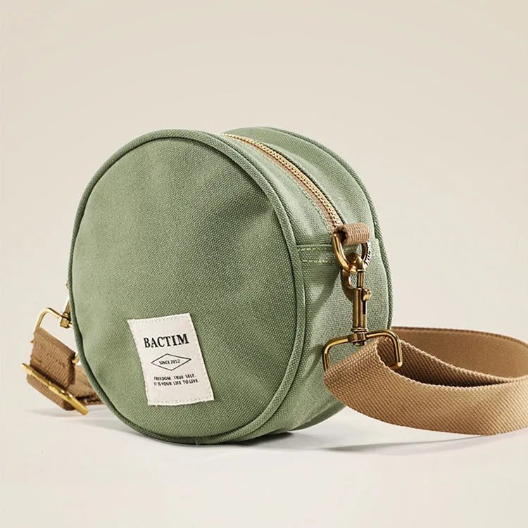 Ladies Camouflage Canvas Bag With Zipper Round Canvas Crossbody Bag