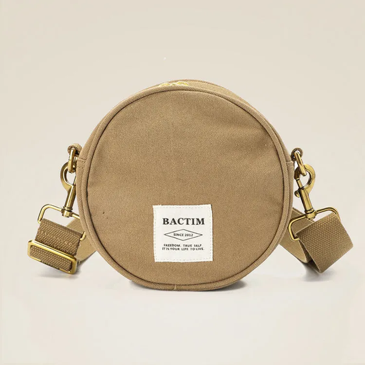 Ladies Camouflage Canvas Bag With Zipper Round Canvas Crossbody Bag