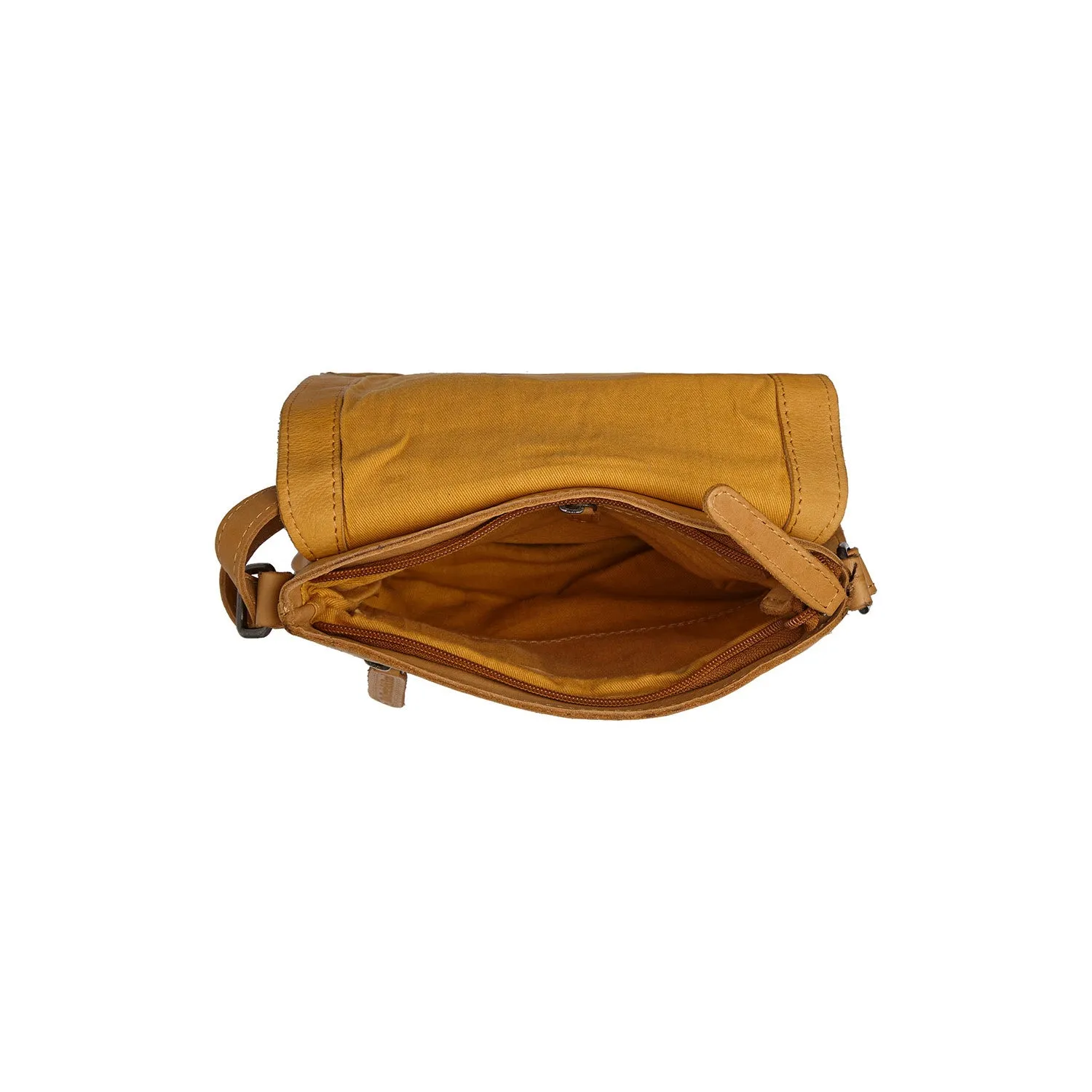 Leather Shoulder Bag Ocher Yellow Duncan
