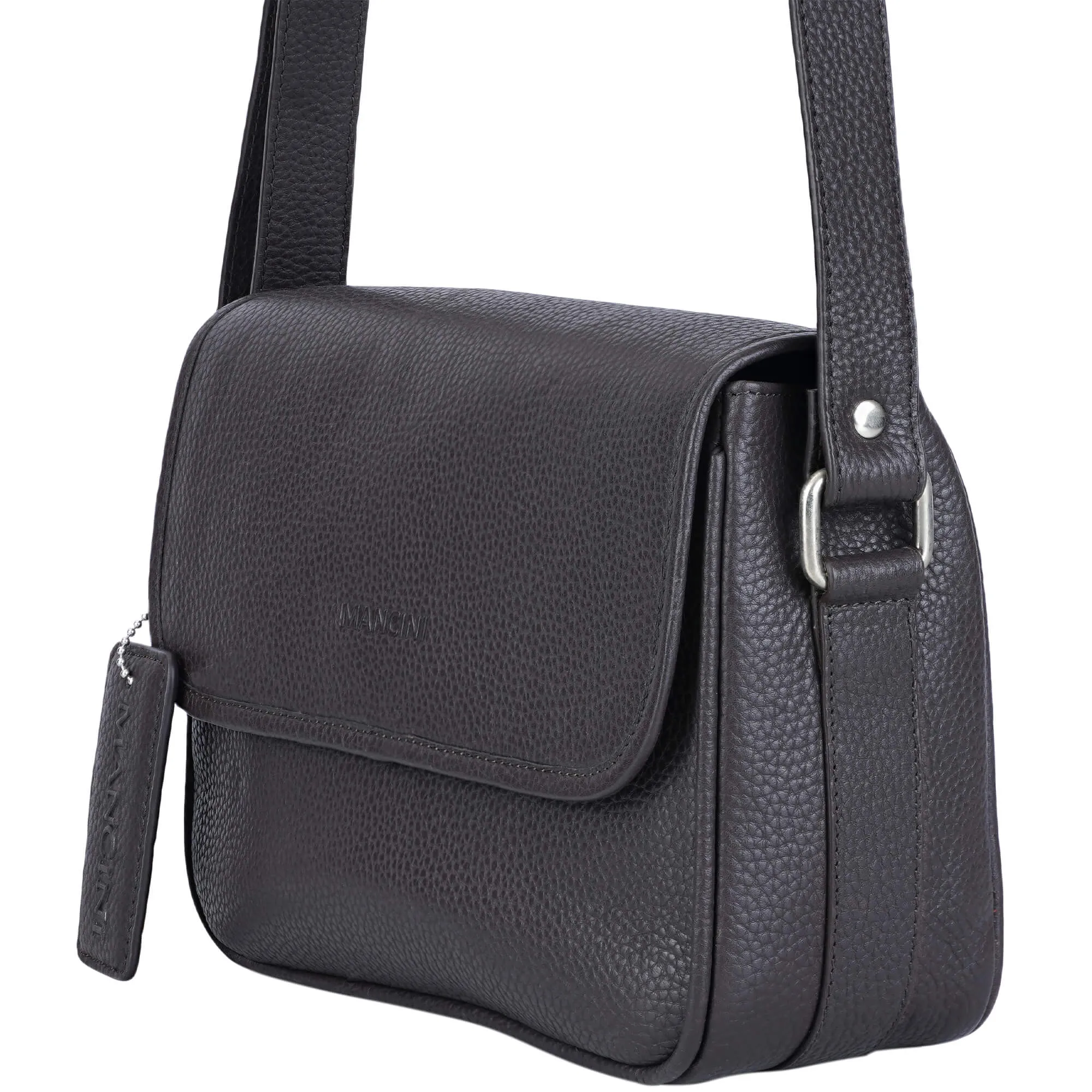 Mancini Pebbled Kimberly Flap Closure Handbag