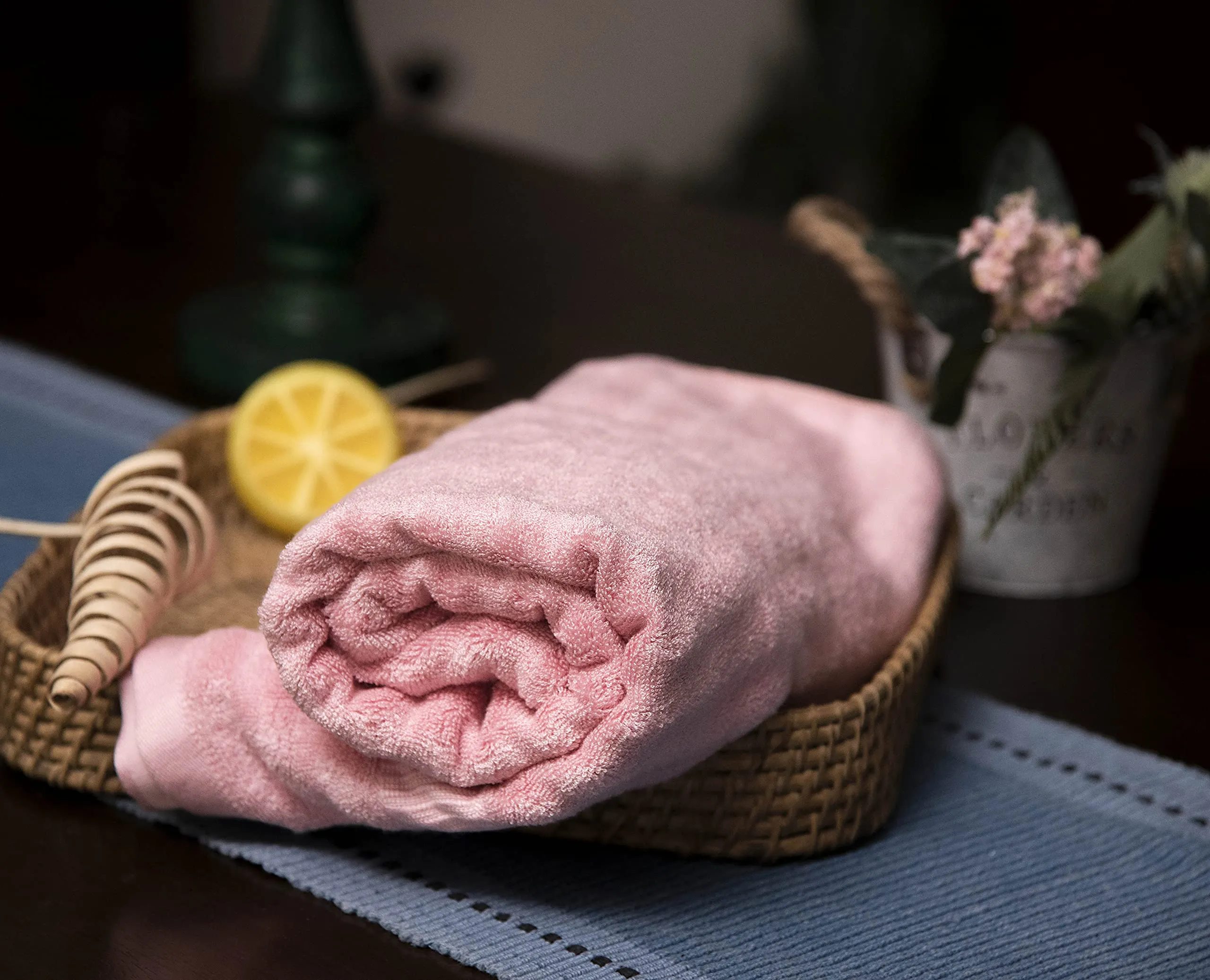 Mush Bamboo Hand Towel Set of 2 | 100% Bamboo | Ultra Soft, Absorbent & Quick Dry Towel for Daily use. Gym, Pool, Travel, Sports and Yoga | 75 X 35 cms | 600 GSM (Green & Pink)