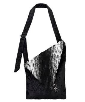 Naples Messenger Bag - Pebbles in Black Upholstery with Sequoia Faux Fur -  Sold Out!