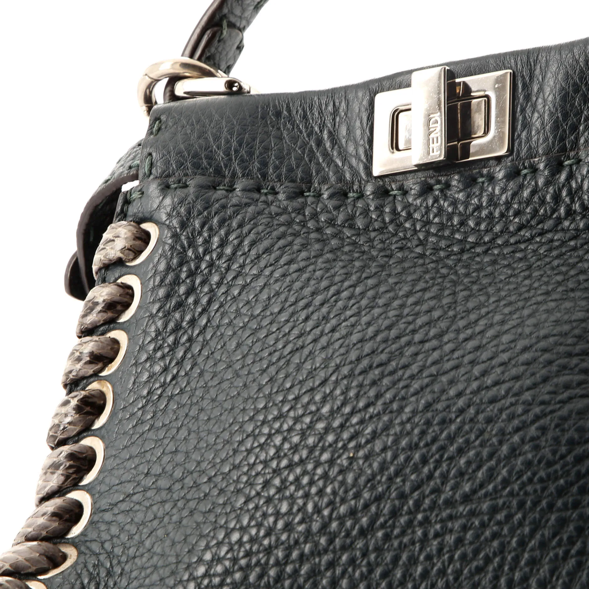 Peekaboo Bag Leather with Python Whipstitch Mini