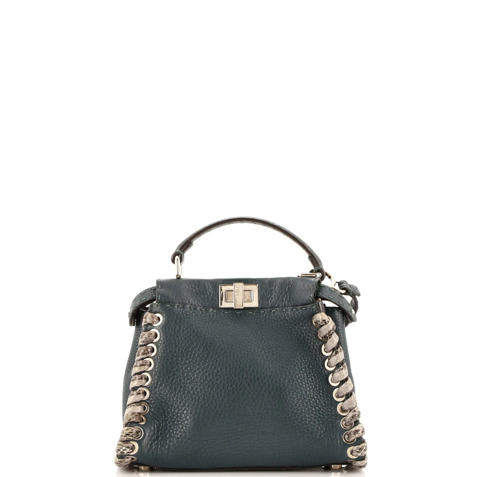 Peekaboo Bag Leather with Python Whipstitch Mini