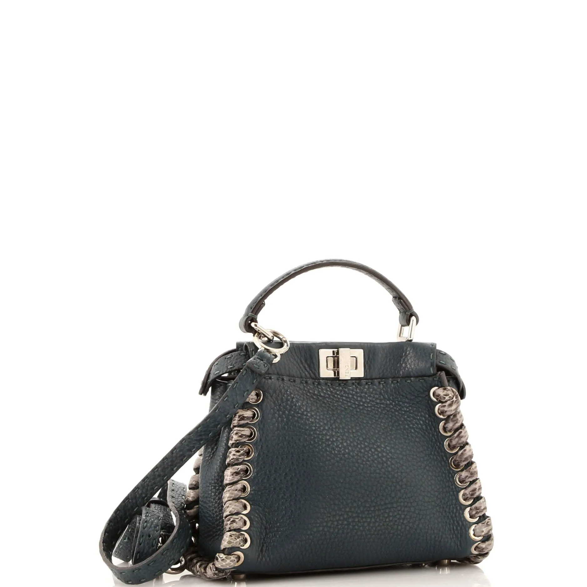 Peekaboo Bag Leather with Python Whipstitch Mini