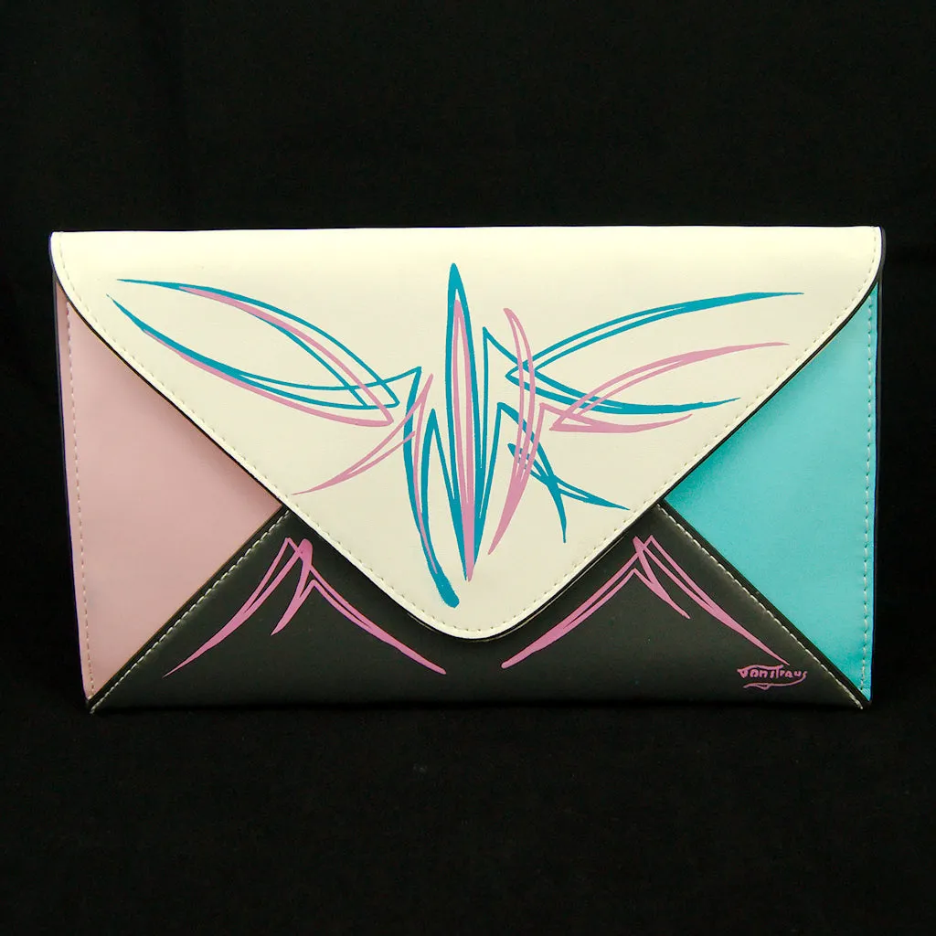 Pinstriped Envelope Clutch Bag