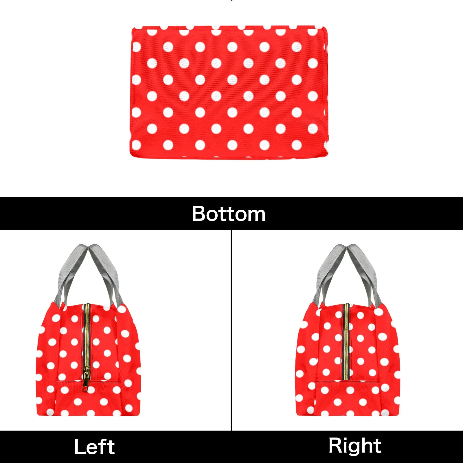 Red With White Polka Dots Portable Lunch Bag
