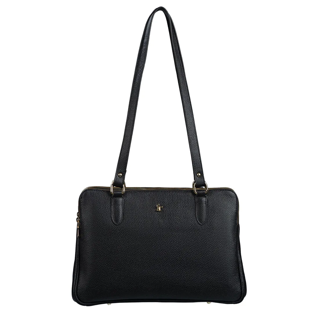 Rocha Genuine Soft Leather Handbags for Women | Sling Soft Leather Bag for Ladies | Tote Bags for Office | Color - Black