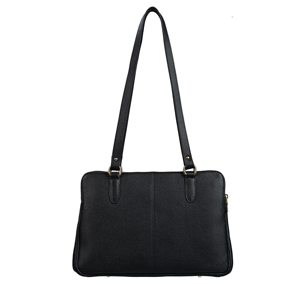 Rocha Genuine Soft Leather Handbags for Women | Sling Soft Leather Bag for Ladies | Tote Bags for Office | Color - Black
