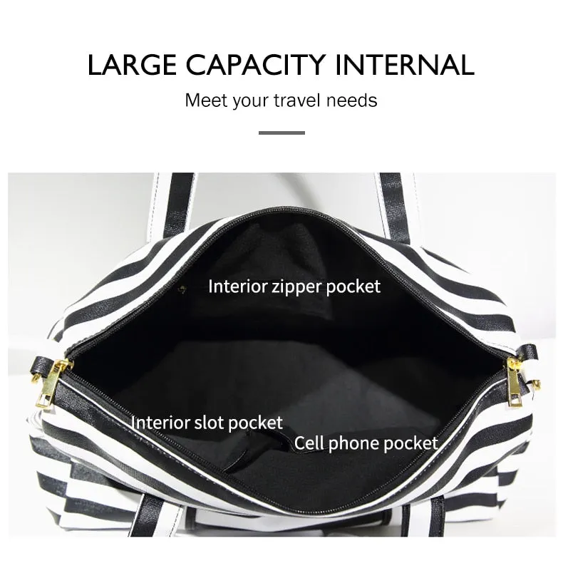 Stripes Waterproof PVC Duffel Weekender Bag