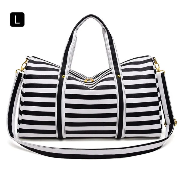 Stripes Waterproof PVC Duffel Weekender Bag