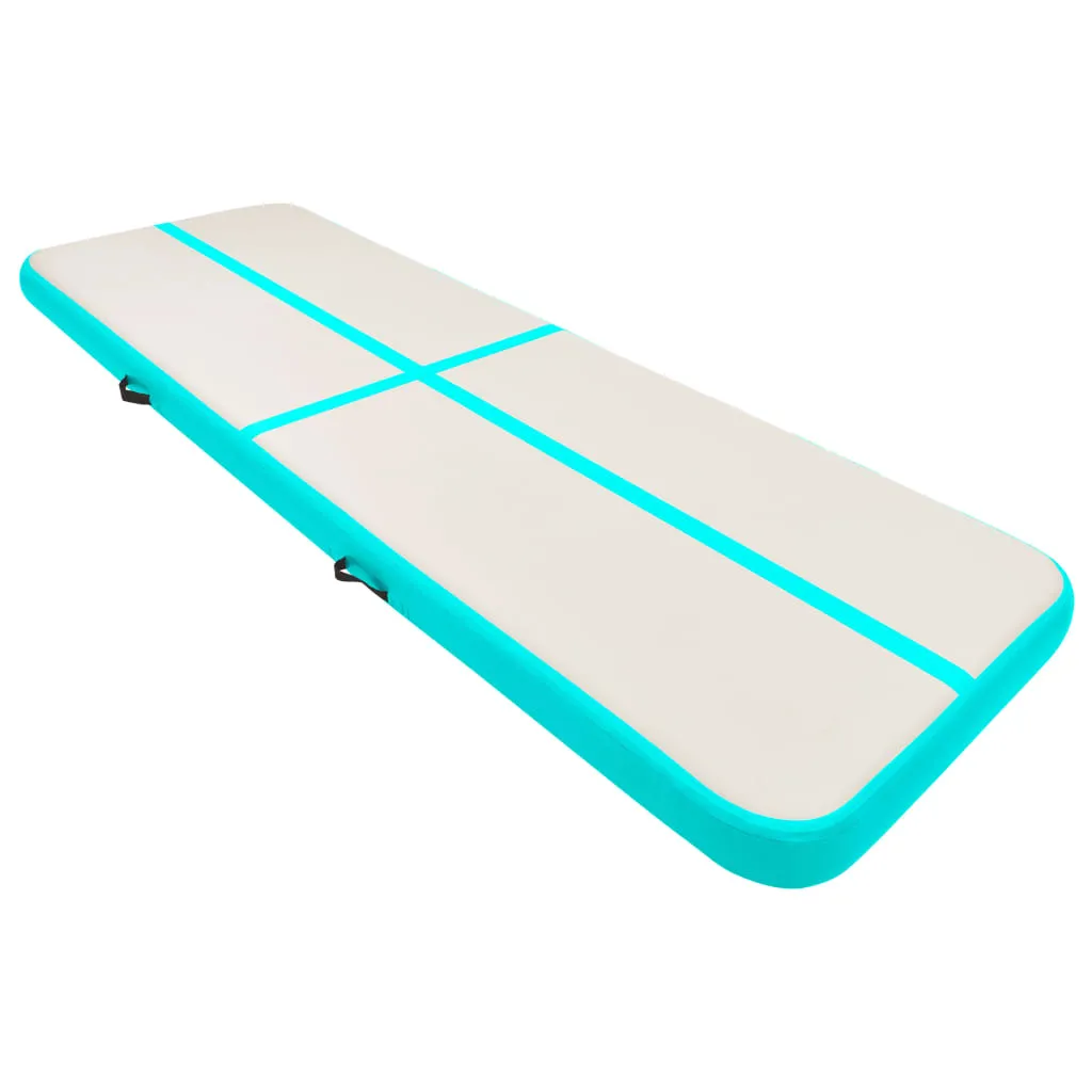 vidaXL Inflatable Gymnastics Mat with Pump 400x100x20 cm PVC Green